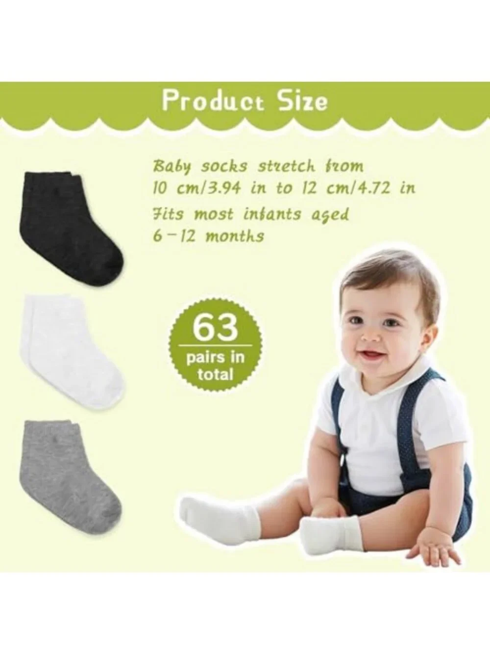 63 Pairs Infant Newborn Low Cut Socks - Breathable Cotton Baby Unisex Socks for